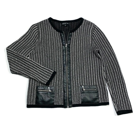 Jones New York tweed zip-up light jacket cardigan women’s medium M - Picture 3 of 7